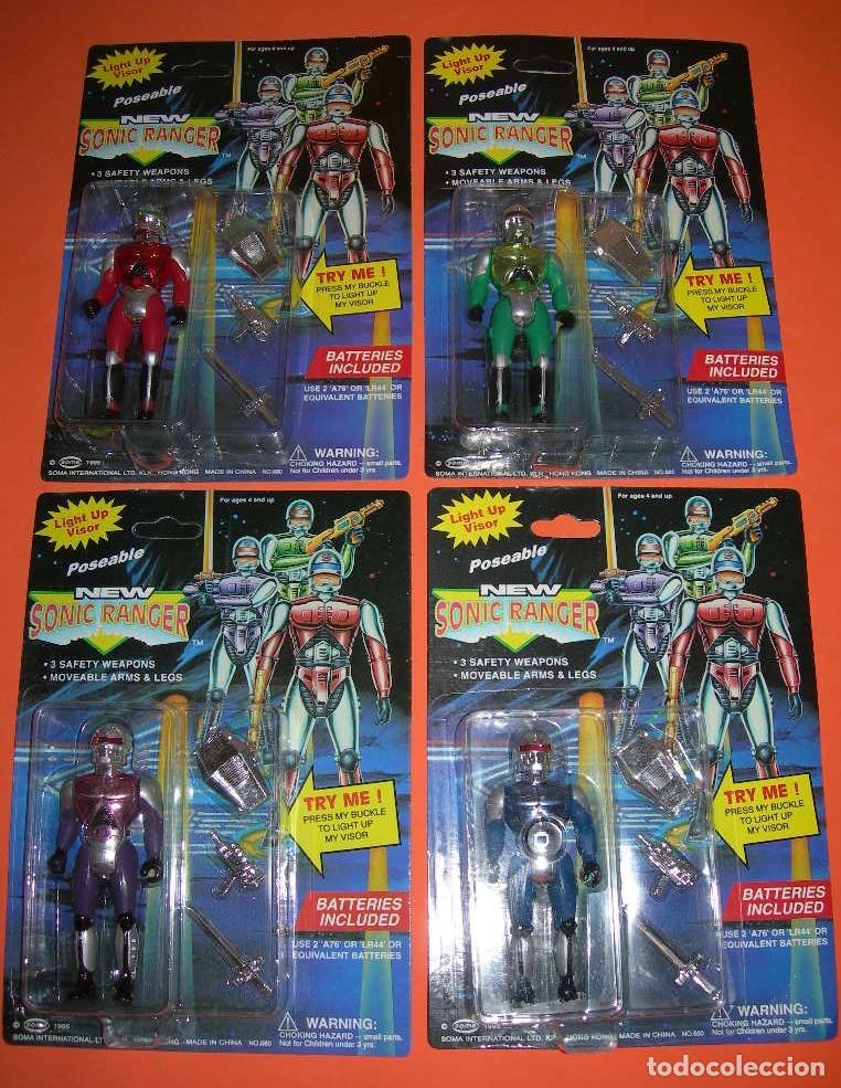 Figuras y Mu&ntilde;ecos Power Rangers: COLECCI&Oacute;N COMPLETA 4 FIGURAS SONIC RANGER - BOOTLEG POWER RANGERS - SOMA A&Ntilde;OS 90 - BLISTER SIN ABRIR