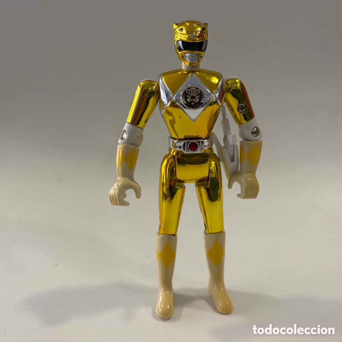 Figuras y mu&ntilde;ecos Power Rangers: Figura mu&ntilde;eco Yellow Ranger Power Rangers Movie Edition Bandai 1995 14 cm cromado metalizado dorado
