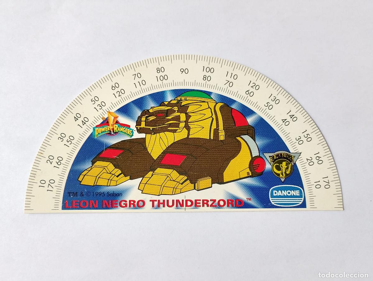 Figuras y mu&ntilde;ecos Power Rangers: Power Rangers. Le&oacute;n Negro Thunderzord. Regla Promocional de Danone. A&ntilde;os 90. EGB. Dibujos animados.