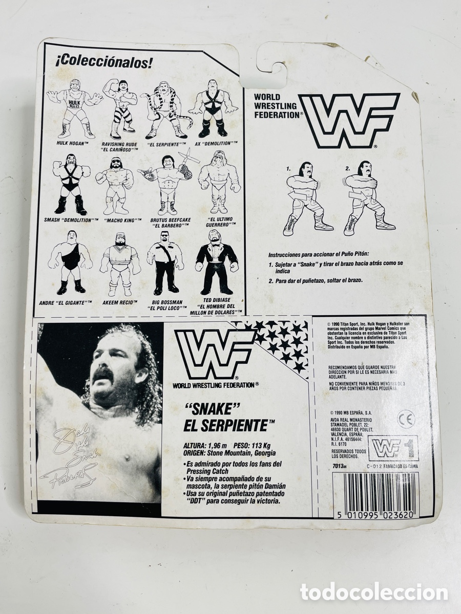 Figuras y mu&ntilde;ecos Pressing Catch: Snake WWF Hasbro 1990 - Foto 4