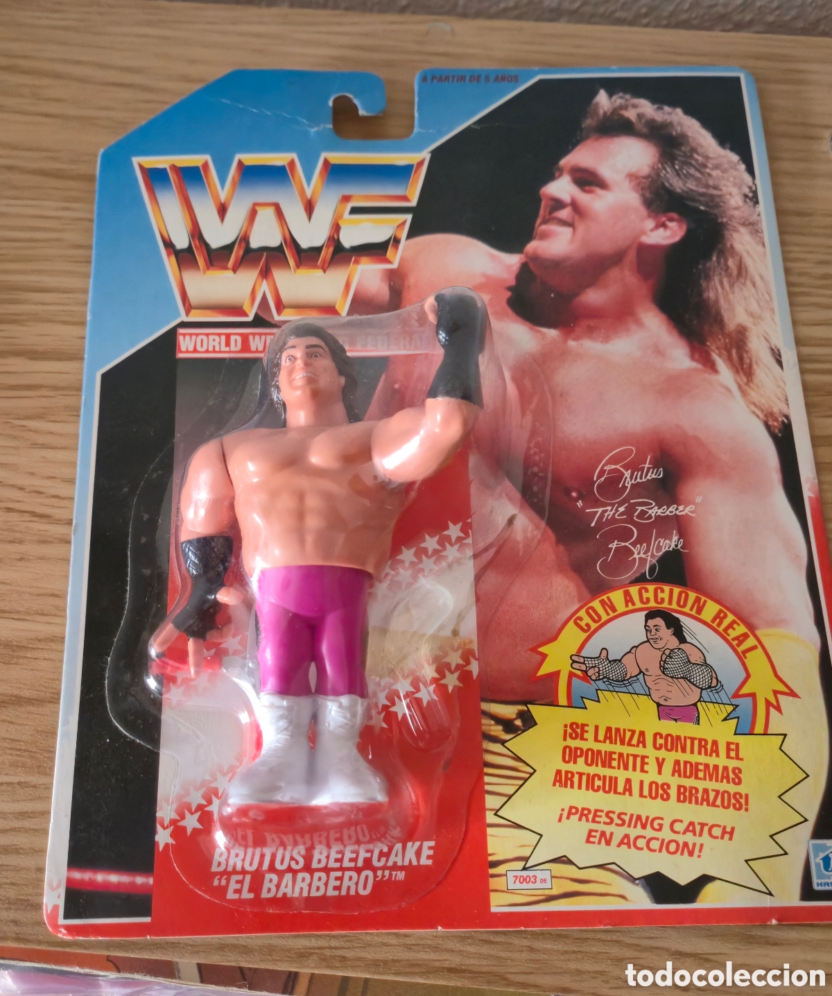 Figuras y Mu&ntilde;ecos Pressing Catch: Figura de luchador de pressing catch en su blister: Brutus Beefcake Hasbro A&ntilde;os 90 wwe wwf.