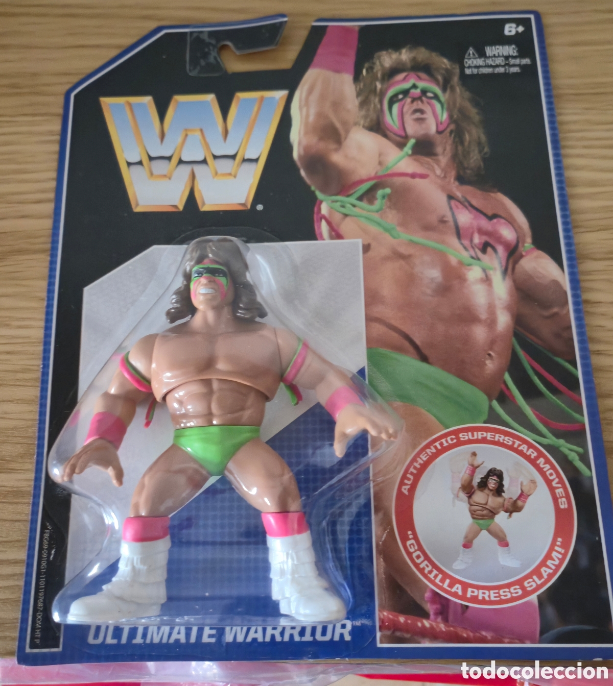 Figuras y Mu&ntilde;ecos Pressing Catch: Figura de luchador de pressing catch Ultimate warrior en blister Retro de Mattel wwe wwf.