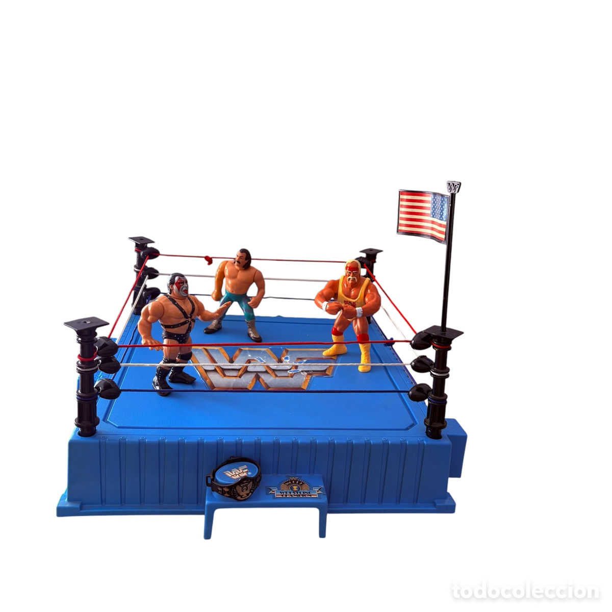 Figuren von Pressing Catch: Ring oficial lucha WWF Titan Sports Pressing catch Jake Snake Hulk Hogan ax demolition cinturon 1991