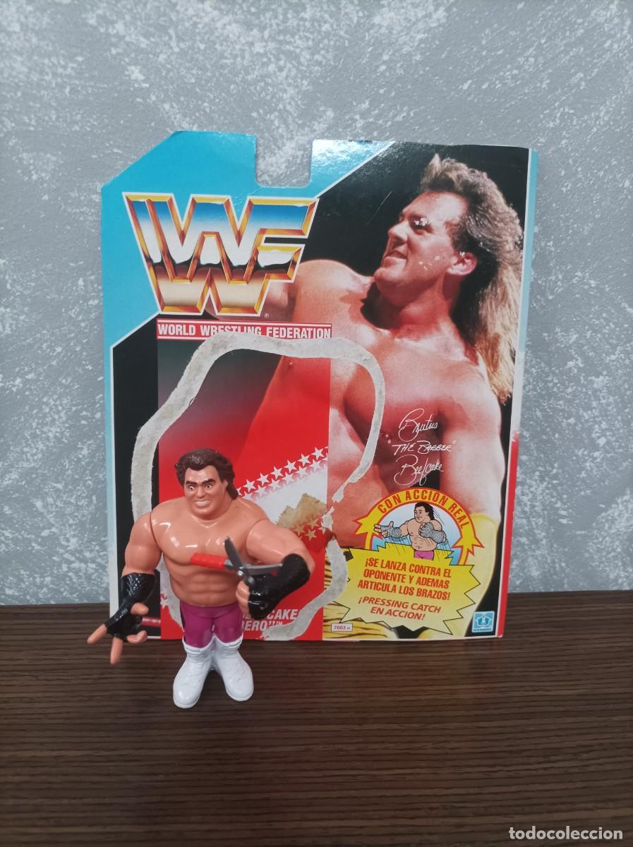 Figures and Dolls Pressing Catch: figura de accion +card pressing catch wwf brutus el barbero vintage a&ntilde;os 80