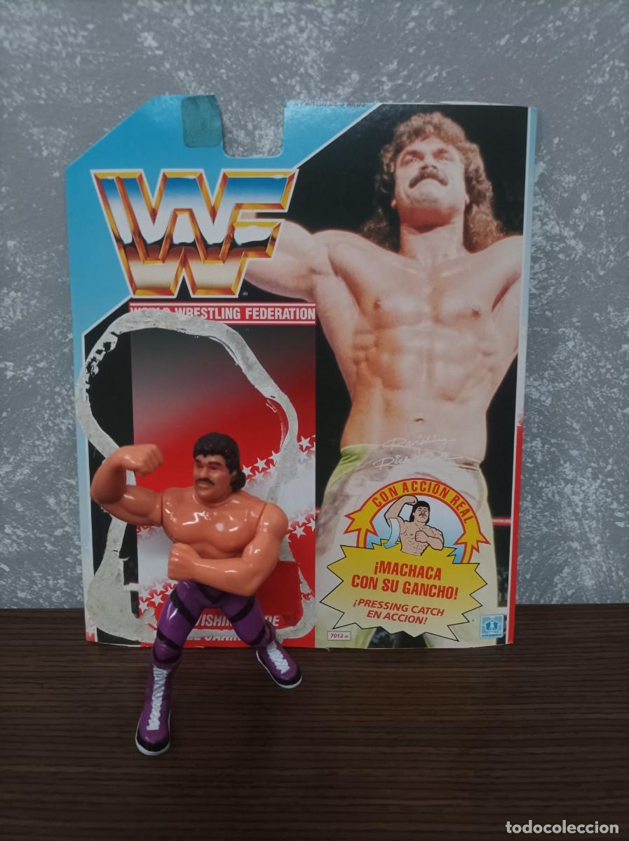 Figures and Dolls Pressing Catch: figura de accion +card pressing catch wwf el cari&ntilde;oso vintage a&ntilde;os 80