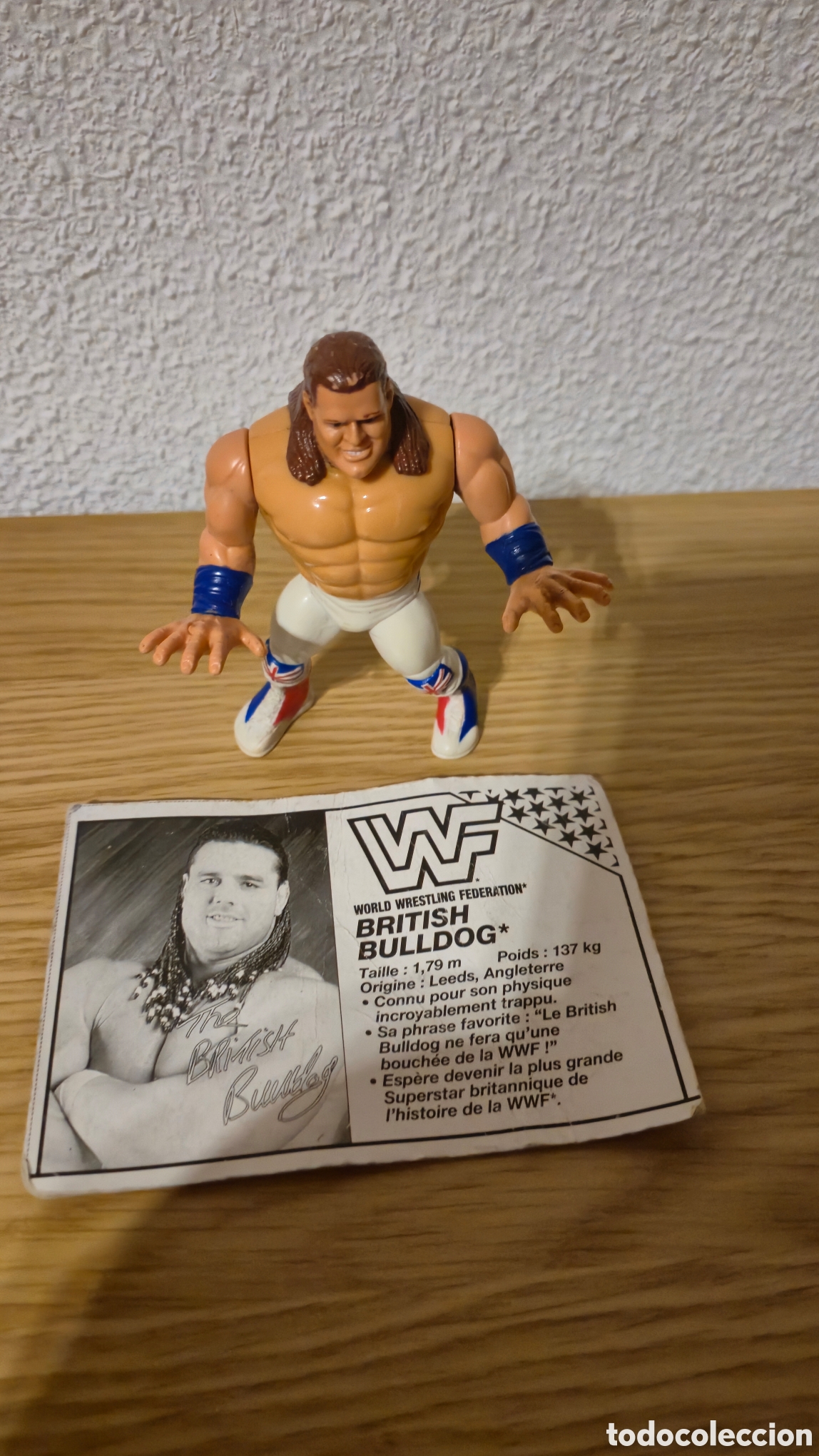 Figuras y mu&ntilde;ecos Pressing Catch: Figura de catch British Bulldog con tarjeta Hasbro. A&ntilde;os 90. Wrestler wrestling wwe wwf