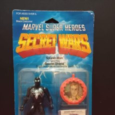 Figuras y Muñecos Secret Wars: FIGURA BLISTER MARVEL SUPER HEROES SECRET WARS SPIDERMAN NEGRO BLACK SECRET SHIELD MATTEL 1984