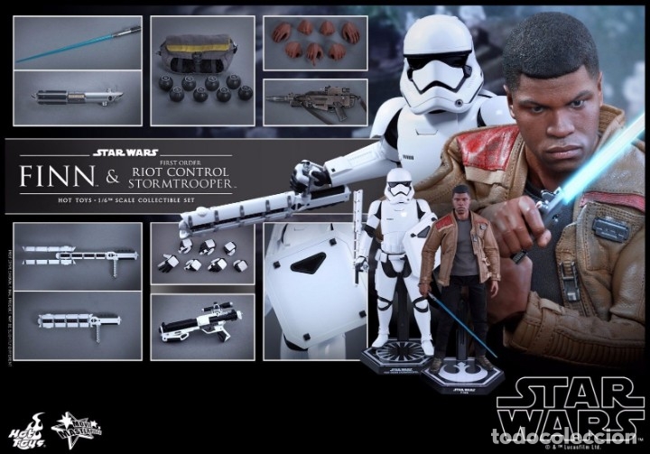 Figuras y Muñecos Star Wars: Hot Toys Star Wars Episodio 7 doble pack Finn & First Order Riot control Stormtrooper - Foto 7 - 150013350