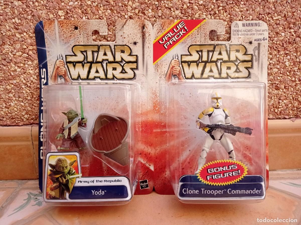 Figuras y mu&ntilde;ecos Star Wars: VALUE PACK 2 FIGURAS HASBRO STAR WARS YODA Y CLONE TROOPER COMMANDER - Foto 1