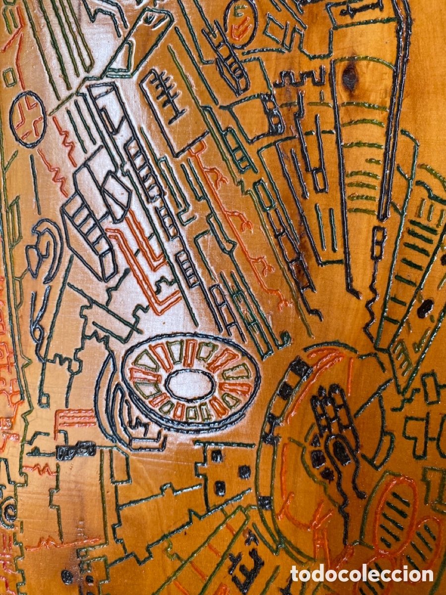 Figuras y mu&ntilde;ecos Star Wars: Cuadro en madera pintada de nave de Star Wars - Foto 4