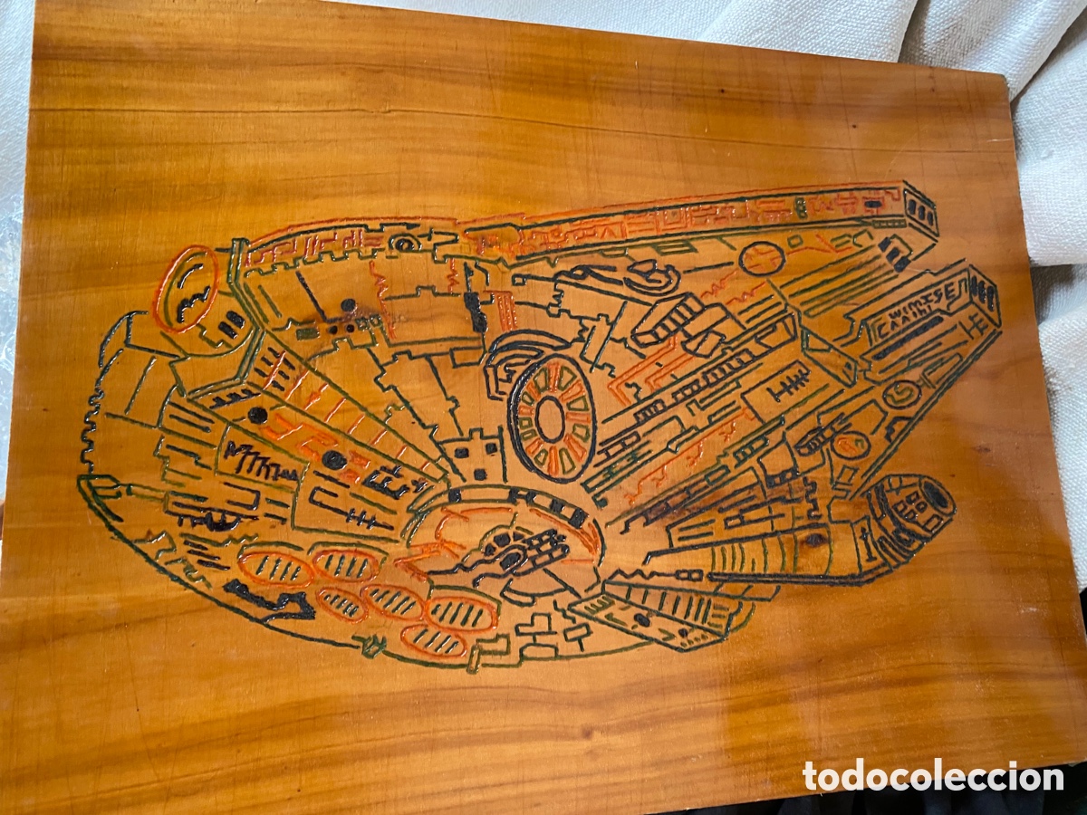 Figuras y mu&ntilde;ecos Star Wars: Cuadro en madera pintada de nave de Star Wars - Foto 10