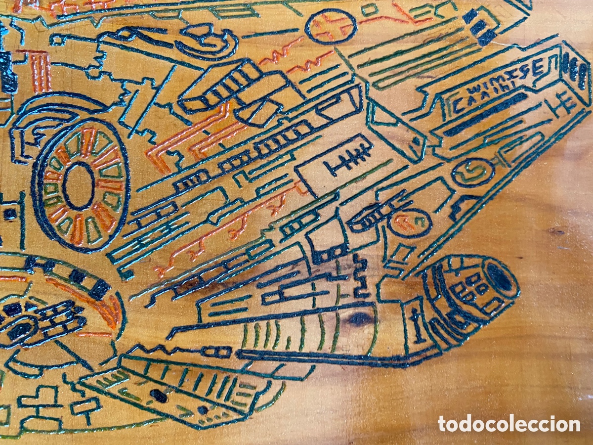 Figuras y mu&ntilde;ecos Star Wars: Cuadro en madera pintada de nave de Star Wars - Foto 12