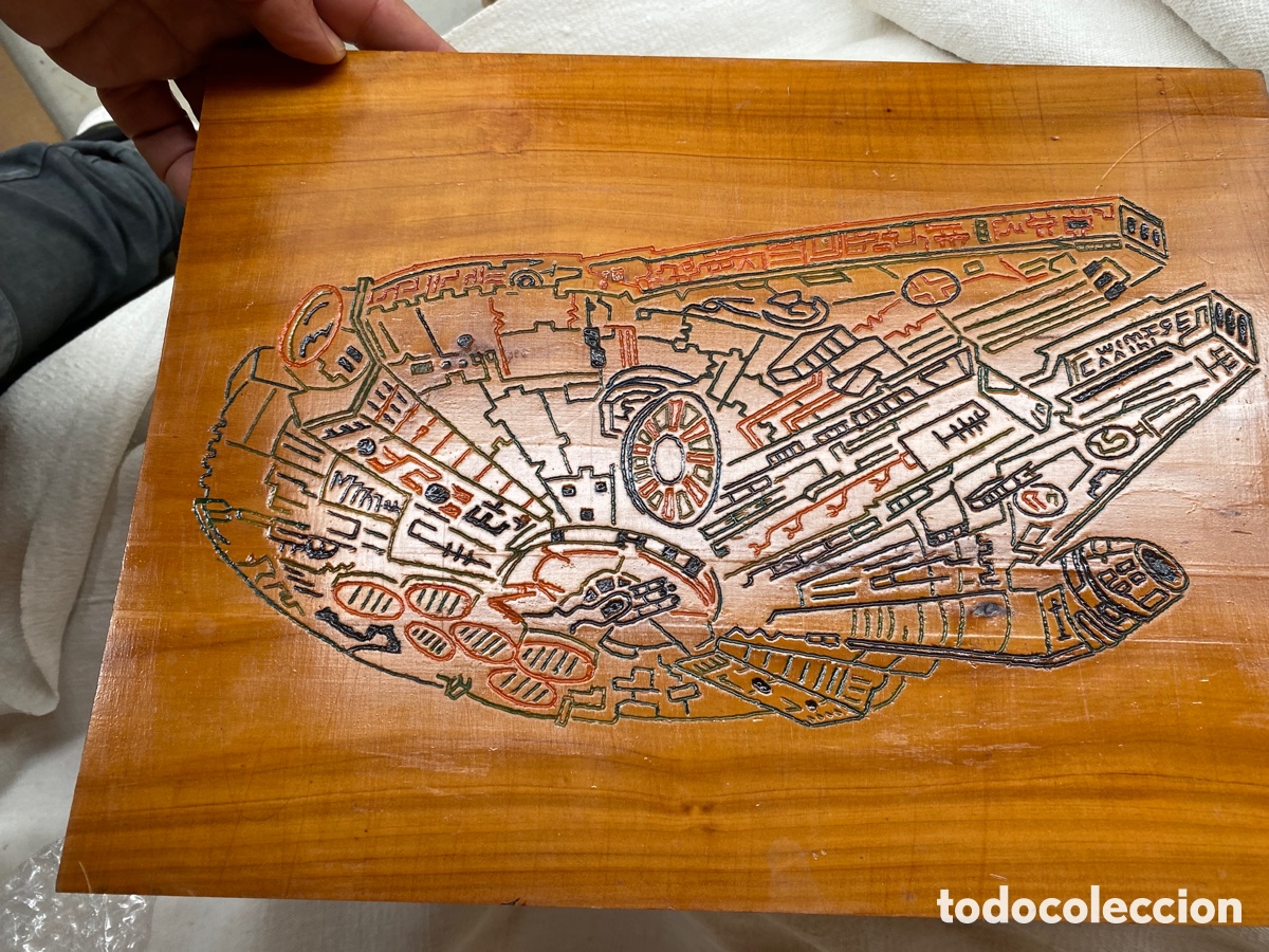 Figuras y mu&ntilde;ecos Star Wars: Cuadro en madera pintada de nave de Star Wars - Foto 13