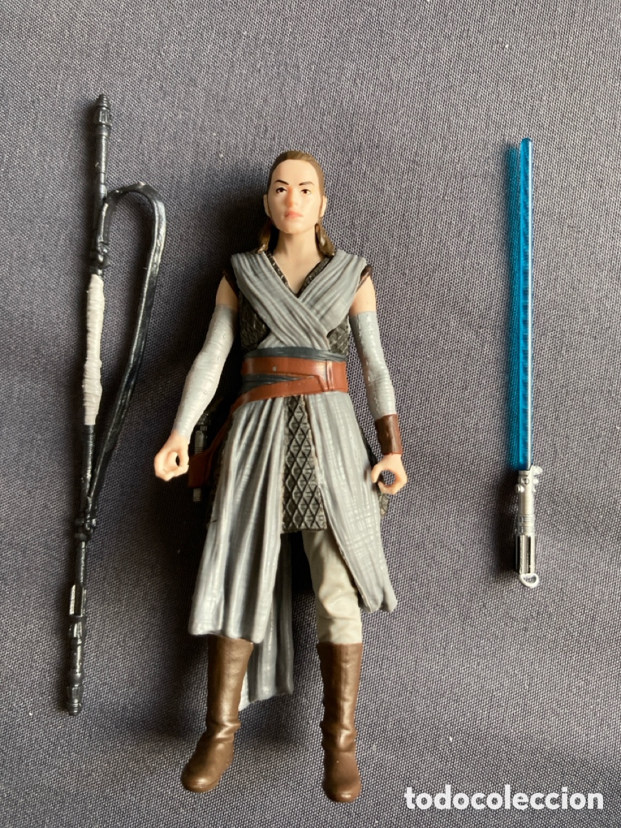 Figuras y mu&ntilde;ecos Star Wars: Star Wars Rey 9cm usada con armas - Foto 1