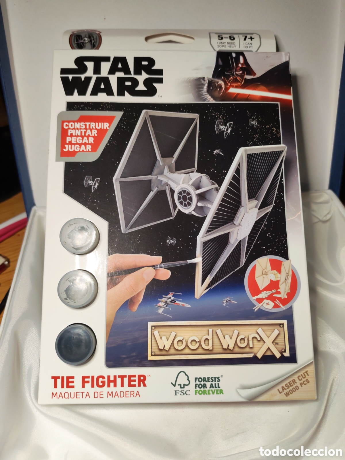 Figuras y Mu&ntilde;ecos Star Wars: Star Wars. kit de Maqueta de madera para pintar 3D Woodwor X de TIE FIGHTER. Disney.