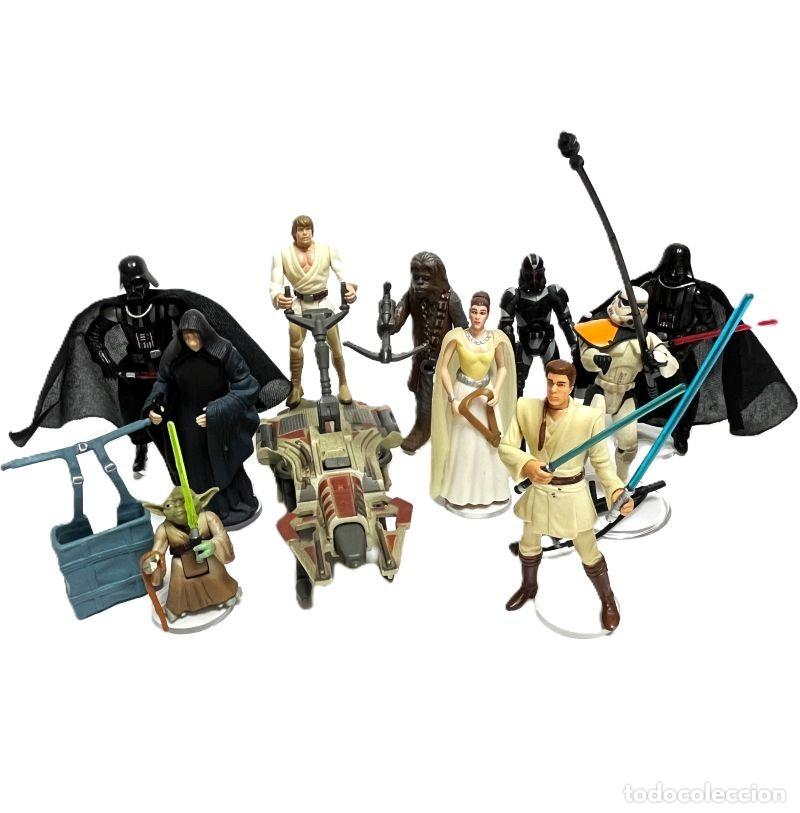 Figuras y Mu&ntilde;ecos Star Wars: SET 10 FIGURAS ACCI&Oacute;N STAR WARS HASBRO KENNER LEIA VADER SANDTROOPER LUKE YODA DARTH SIDIOUS OBI-WAN