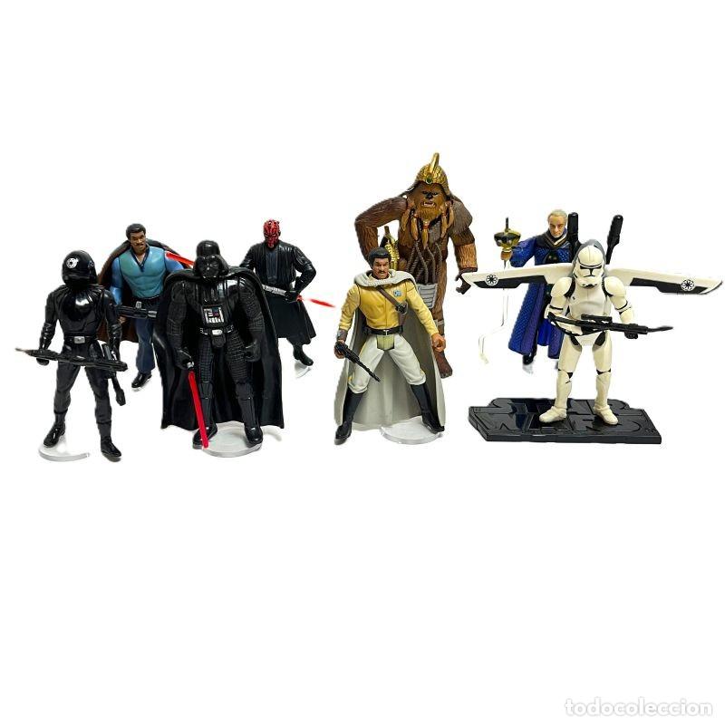 Figuras y Mu&ntilde;ecos Star Wars: SET 8 FIGURAS ACCI&Oacute;N STAR WARS HASBRO KENNER LANDO VADER PALPATINE WOOKIE CLON ARTILLERO DATH MAUL