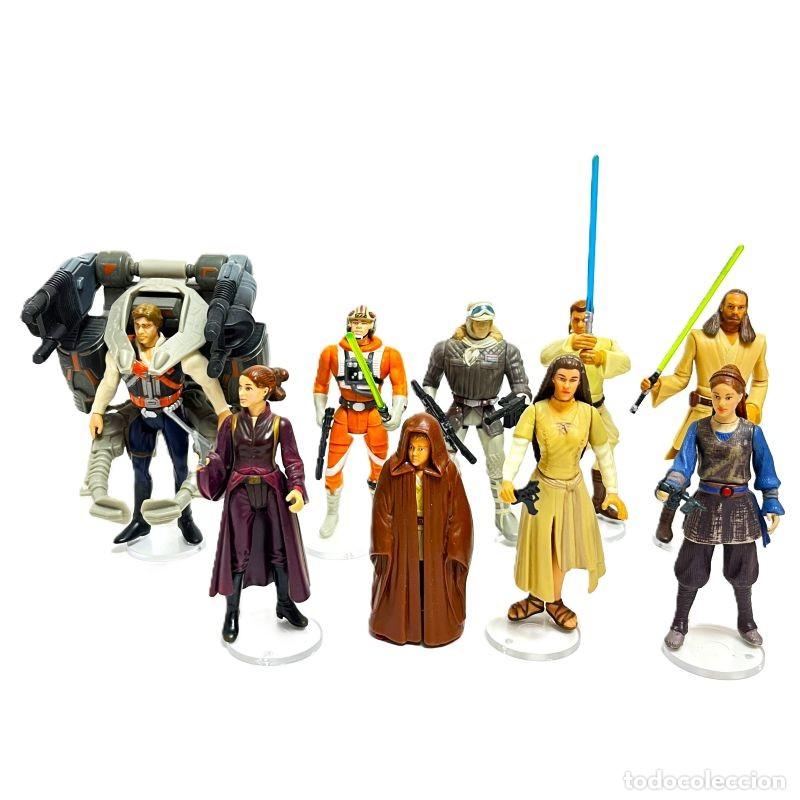 Figuras y Mu&ntilde;ecos Star Wars: SET 8 FIGURAS ACCI&Oacute;N STAR WARS HASBRO KENNER HAN SOLO AMIDALA OBI-WAN QUI-GON JINN LEIA PADM&Eacute; ANAKIN