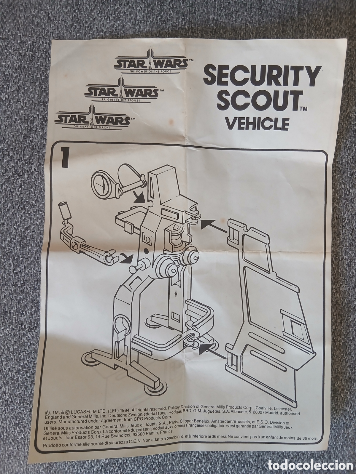 Figuras y Mu&ntilde;ecos Star Wars: Star Wars Instrucciones Security Scout Vehiculo Power of the Force 1985
