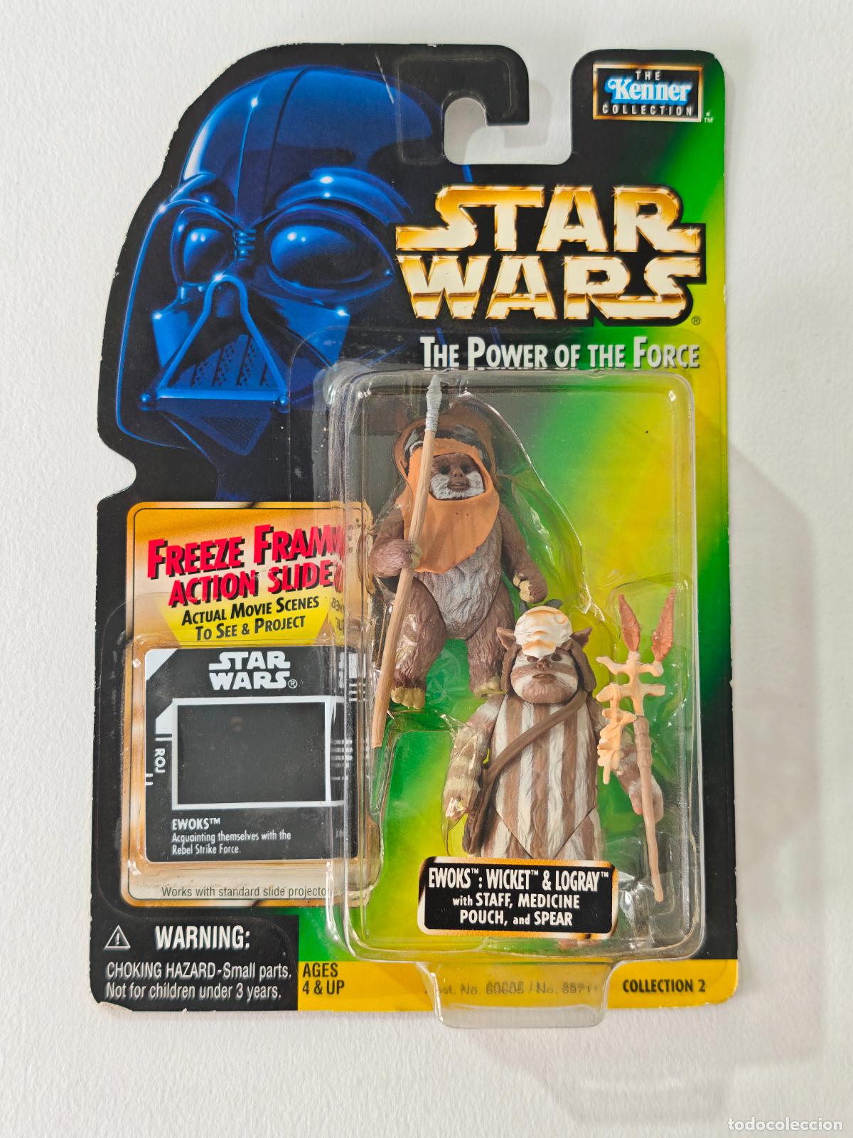 Figuras y mu&ntilde;ecos Star Wars: Ewoks Wicket Logray Star Wars Kenner POTF Pack Doble Sellada MOC