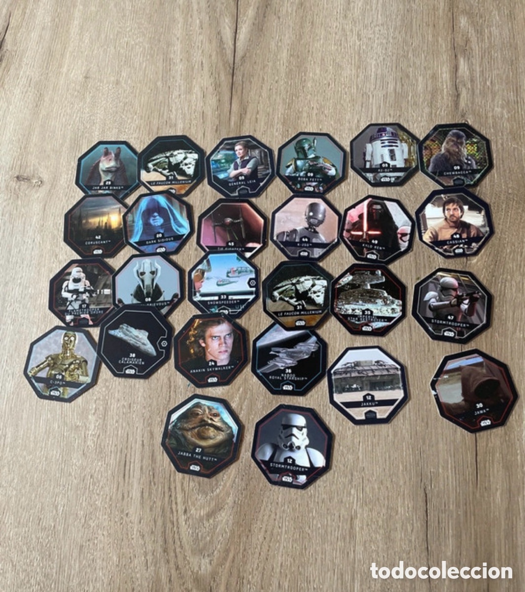 Figuras y mu&ntilde;ecos Star Wars: Lote de tazos o fichas Star Wars
