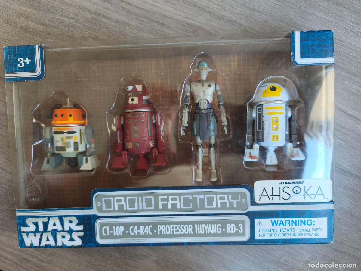 Figuras y mu&ntilde;ecos Star Wars: Set figuras Star Wars 3,75&rdquo; Droid Factory, Chopper (C1-10P), C4-R4C, Professor Huyang y RD-3. Ashok