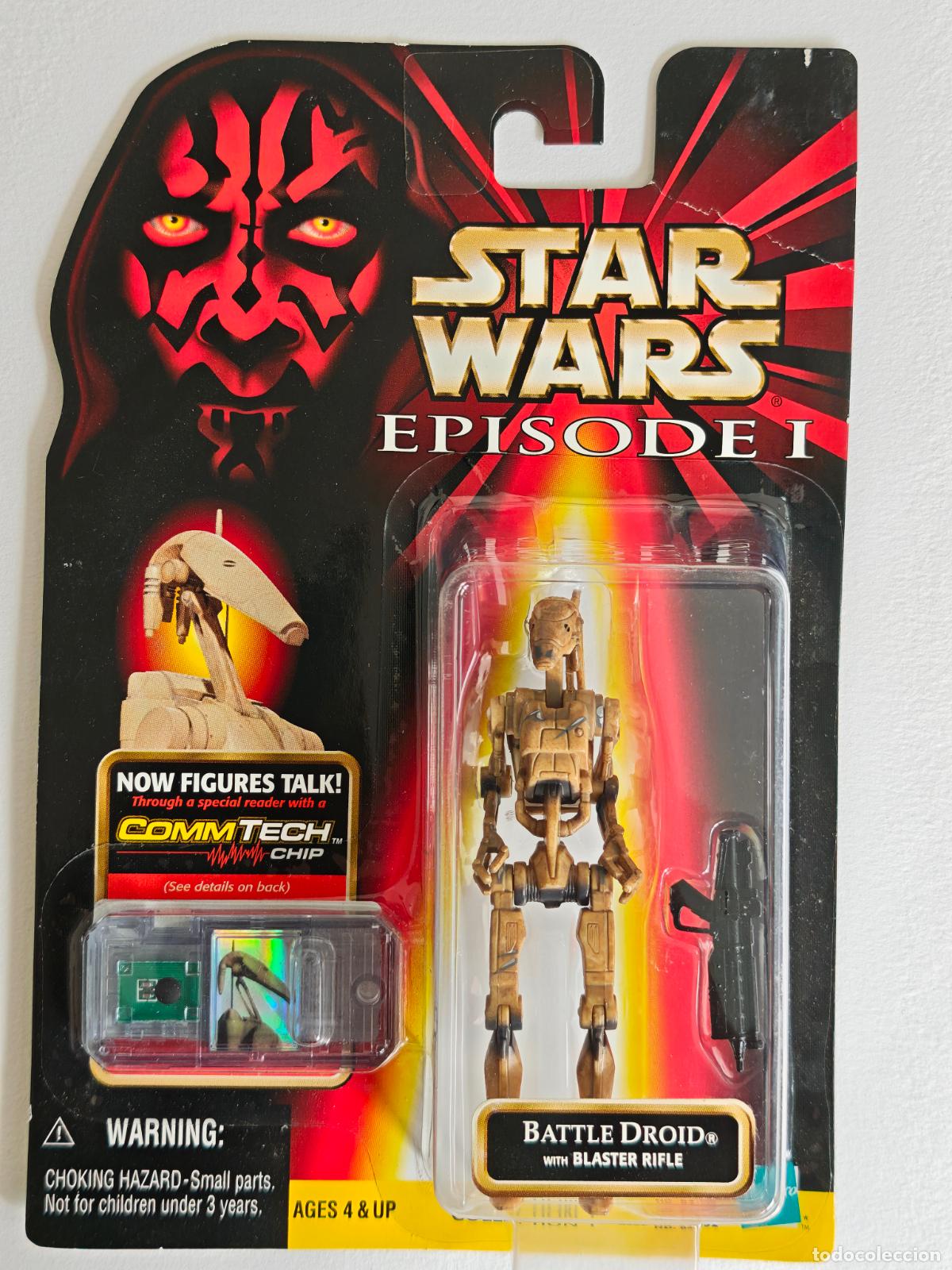 Figuras y mu&ntilde;ecos Star Wars: Figura Star Wars Battle Droid Dirty Hasbro 1999 Episodio I CommTech Chip MOC Precintado