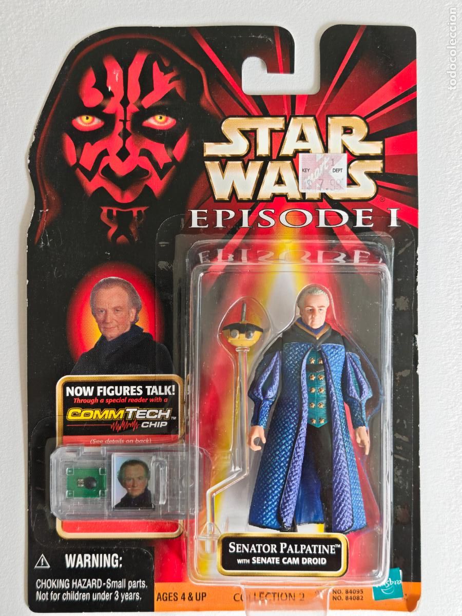 Figuras y mu&ntilde;ecos Star Wars: Figura Star Wars Senador Palpatine Hasbro 1999 Episodio I CommTech Chip MOC Precintado