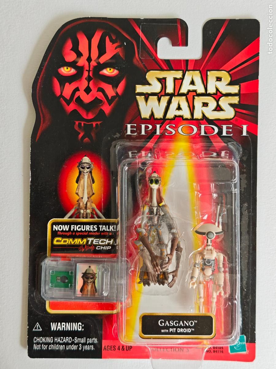 Figuras y mu&ntilde;ecos Star Wars: Figura Star Wars Gasgano Pit Droid Hasbro 1999 Episodio I CommTech Chip MOC Precintado