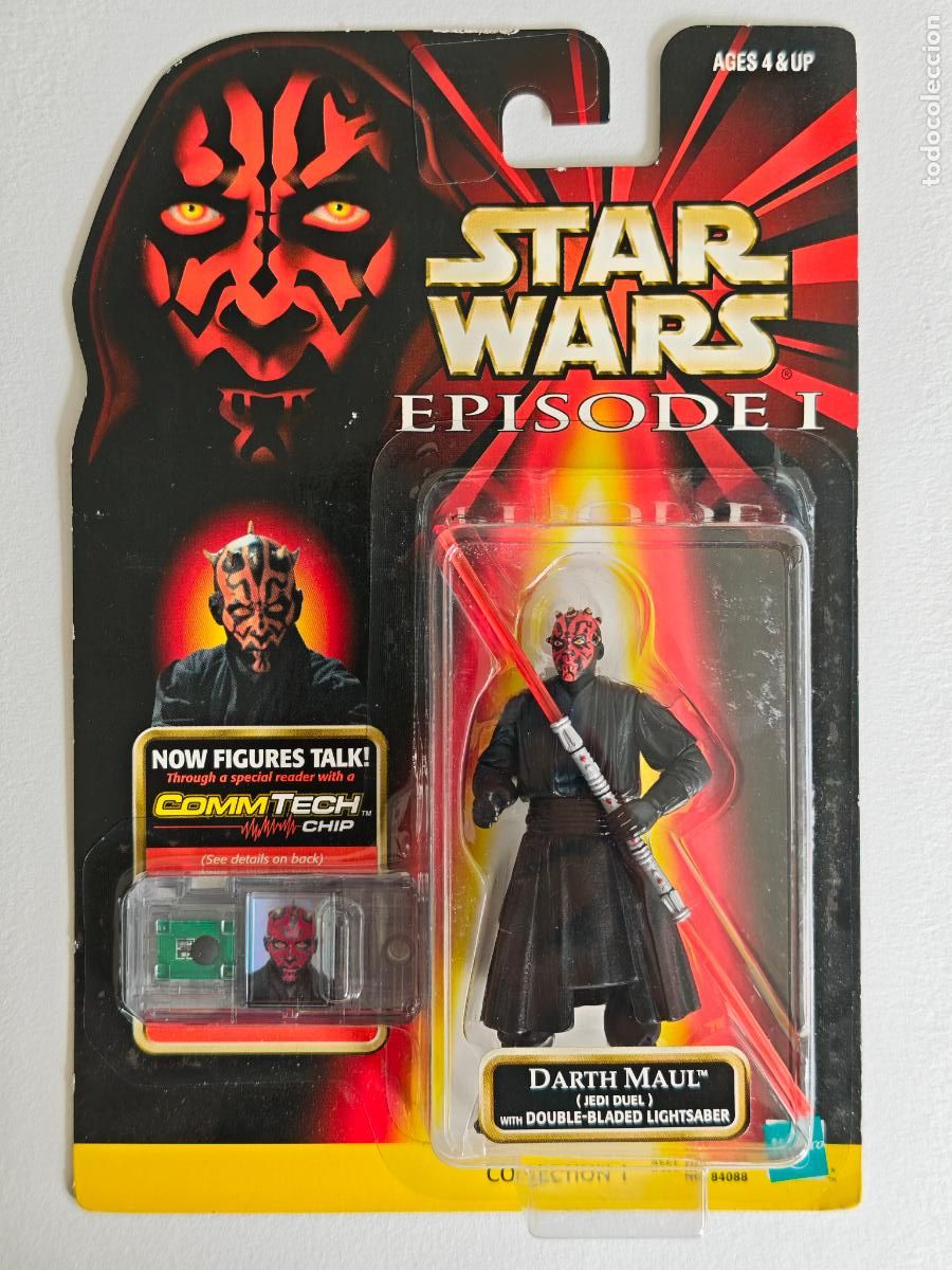 Figuras y mu&ntilde;ecos Star Wars: Figura Star Wars Darth Maul Jedi Duel Hasbro 1999 Episodio I CommTech Chip MOC Precintado
