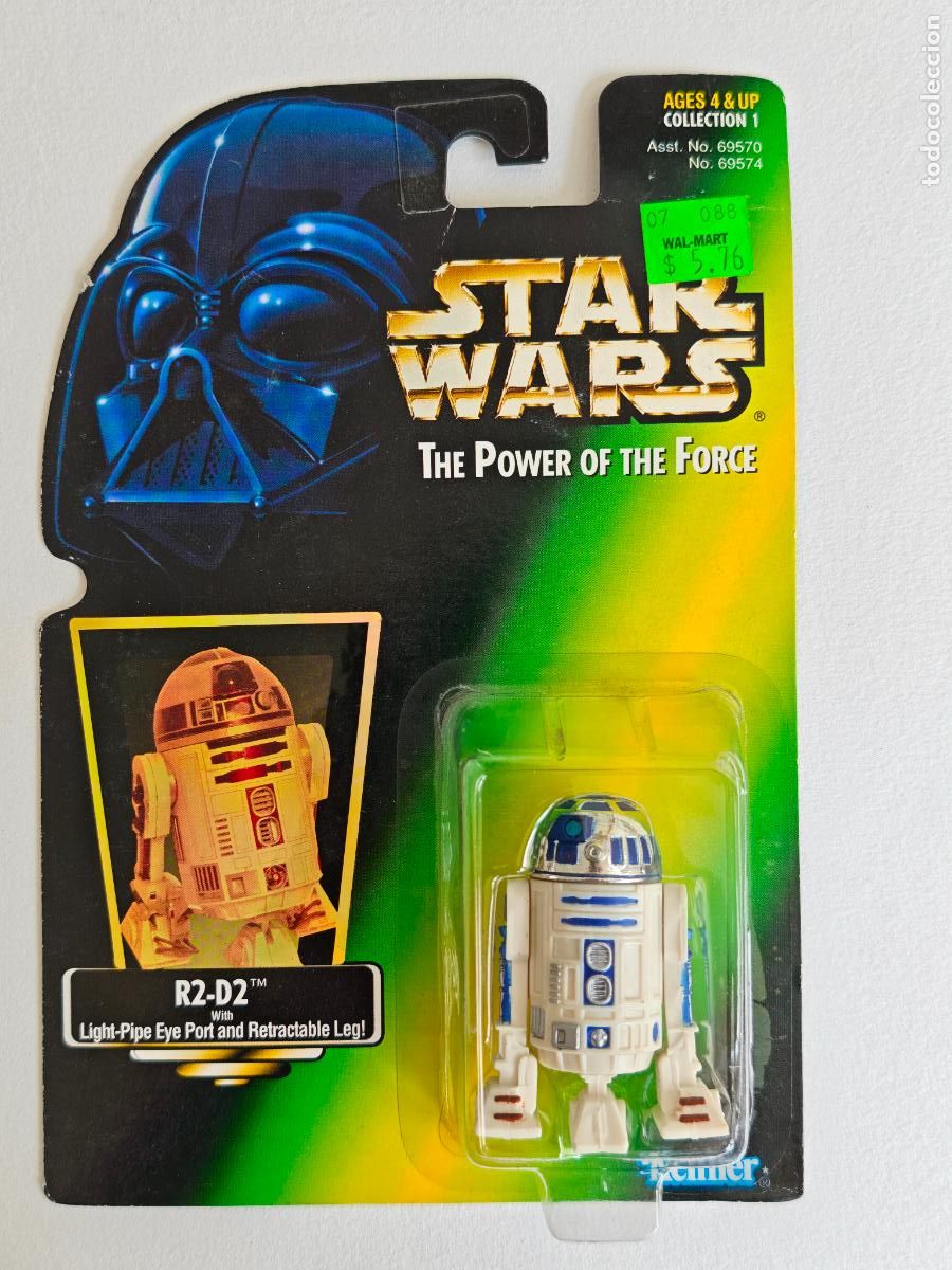 Figuras y mu&ntilde;ecos Star Wars: Figura Star Wars R2-D2 POTF2 Kenner Green Card Retractable Leg MOC Precintado
