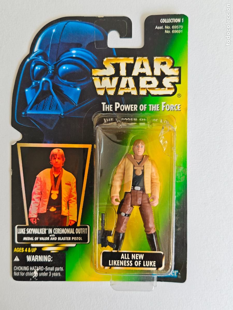Figuras y mu&ntilde;ecos Star Wars: Figura Star Wars Luke Skywalker Ceremonial POTF2 Kenner Green Card MOC Precintado