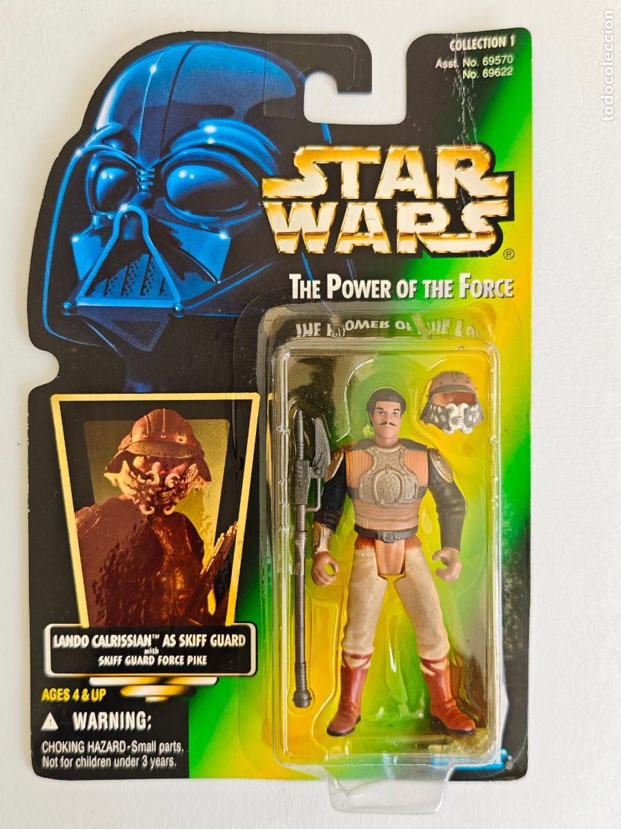 Figuras y mu&ntilde;ecos Star Wars: Figura Star Wars Lando Calrissian Skiff Guard POTF2 Kenner Green Card MOC Precintado