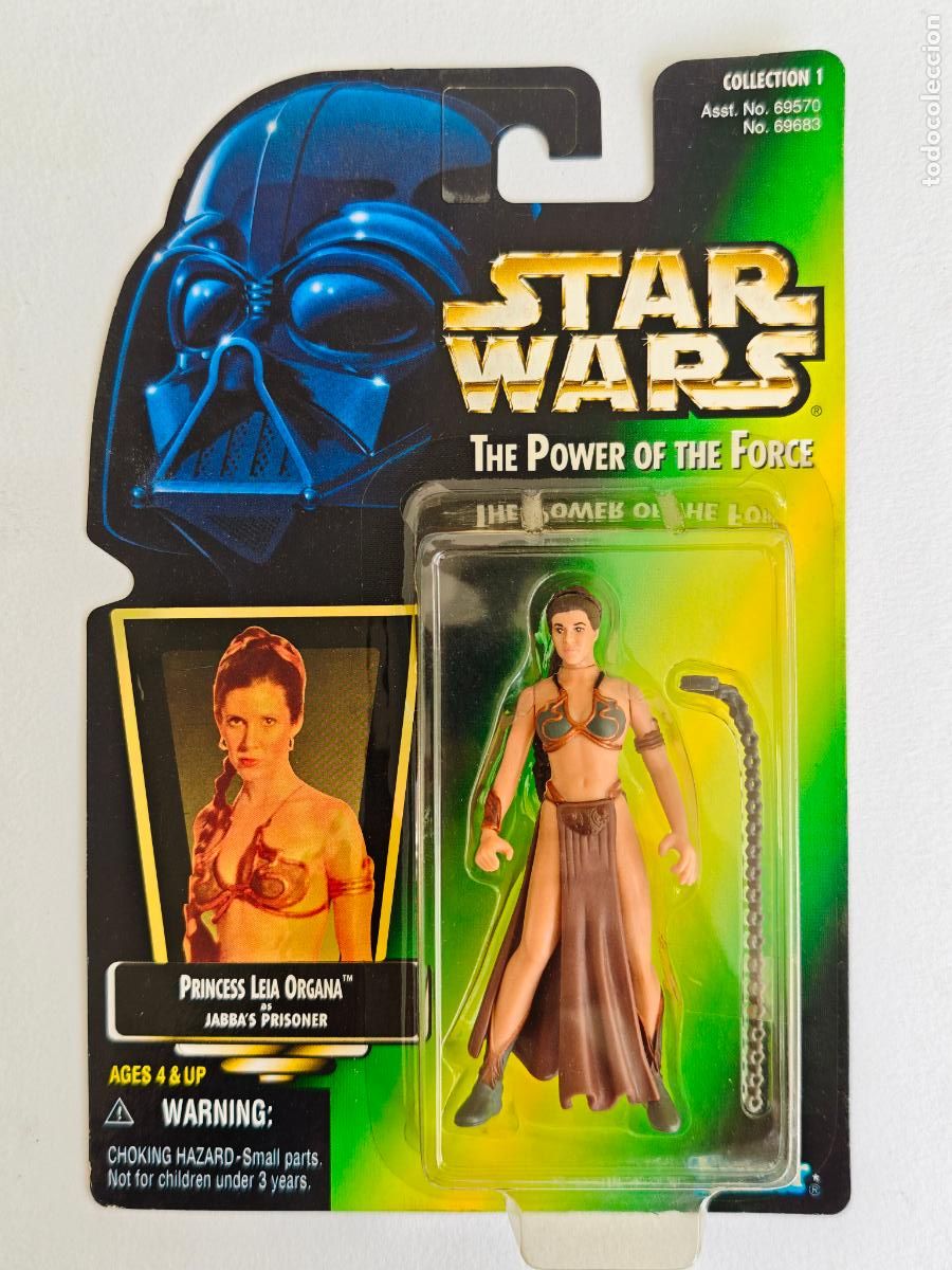 Figuras y mu&ntilde;ecos Star Wars: Figura Star Wars Princesa Leia Jabba Prisoner POTF2 Kenner Green Card MOC Precintado