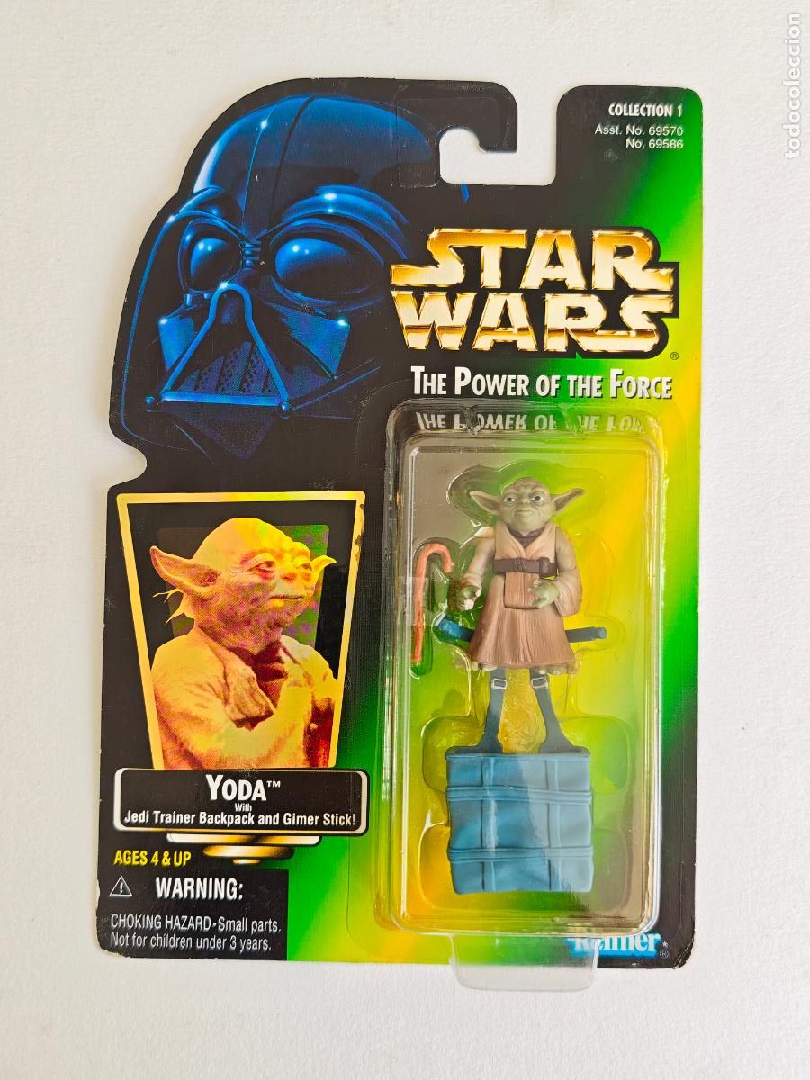 Figuras y mu&ntilde;ecos Star Wars: Figura Star Wars Yoda POTF2 Kenner Green Card Trainer Backpack MOC Precintado