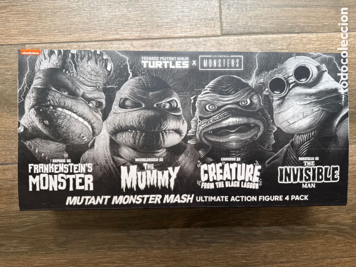 Figuras y Mu&ntilde;ecos Tortugas Ninja: Set 4 Figuras Universal Monsters x Teenage Mutant Ninja Turtles en Blanco y Negro NECA