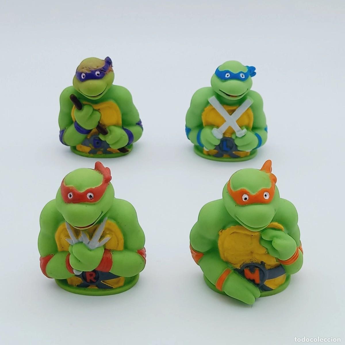 Figurines et Jouets Tortues Ninja: Lote mu&ntilde;ecos de dedo pvc 4 Cake Toppers Figures Ninja Turtles TMNT 1990 official tortugas ninja