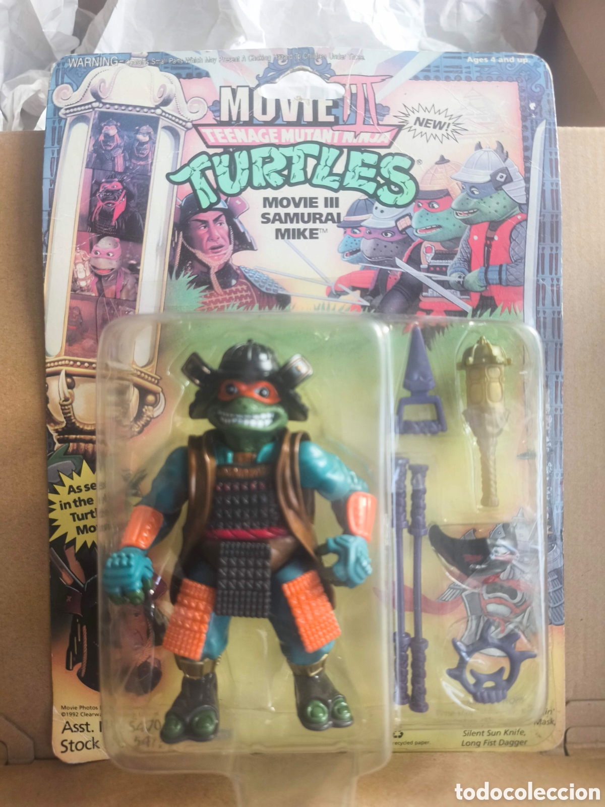 Figuras y mu&ntilde;ecos Tortugas Ninja: Lote Tortugas Ninja Vintage 90s: Samurai Mike (Takara Japan MOC) + 2 Figuras Wild West con Armas