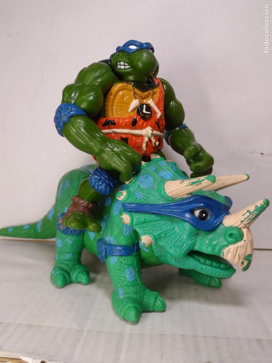 Figuras y mu&ntilde;ecos Tortugas Ninja: FIGURA TMNT CAVEMAN LEONARDO & DINGY DINO 1992 PLAYMATES