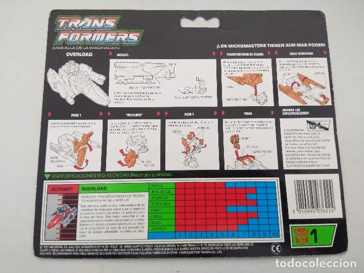 Figuras y mu&ntilde;ecos Transformers: TRANSFORMERS MICROMASTER-OVERLOAD/MB ESPA&Ntilde;A 1990. - Foto 2