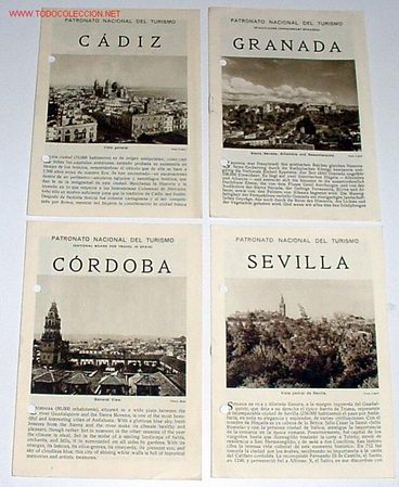Tourismusbrosch&uuml;ren: 3ANTIGUOS FOLLETOS  PATRONATO NACIONAL DE TURISMO CADIZ, GRANADA, CORDOBA Y SEVILLA A&Ntilde;OS 20-30