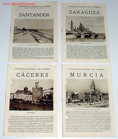 Travel Brochures: 3ANTIGUOS FOLLETOS  PATRONATO NACIONAL DE TURISMO SANTANDER, ZARAGOZA, CACERES Y MURCIA  A&Ntilde;OS 20-30