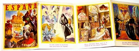 Tourismusbrosch&uuml;ren: LANTIGUO FOLLETO DESPLEGABLE DE TURISMO ESPA&Ntilde;A - ILUSTRACIONES DE MORELL - A&Ntilde;OS 40 - MUY BONITO - MI