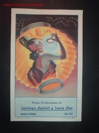 Tourismusbrosch&uuml;ren: FOLLETO DE FIESTA TRADICIONALES DE SANTIAGO APOSTOL Y SANTA ANA,BENALUP DE SIDONIA,CADIZ,JULIO 1955