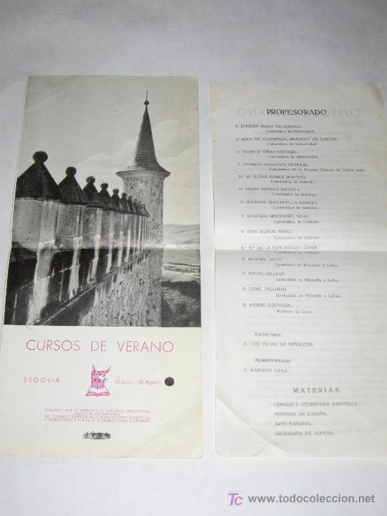 Travel Brochures: Segovia. Cursos de verano. Instituto de Estudios segovianos Diego de Colmenares. 1954