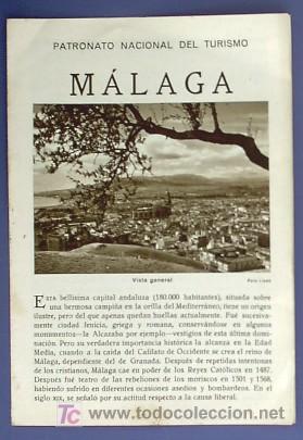 Folletos de turismo: M&Aacute;LAGA. PATRONATO NACIONAL DE TURISMO. HUECOGRABADO MUMBRU. ANTERIOR A 1932.