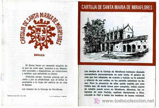Brochures de tourisme: FOLLETO DE TURISMO  CARTUJA DE MIRAFLORES   BURGOS