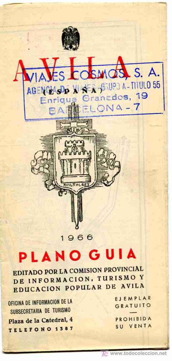 Brochures de tourisme: FOLLETO DE TURISMO      AVILA  PLANO GUIA  1966