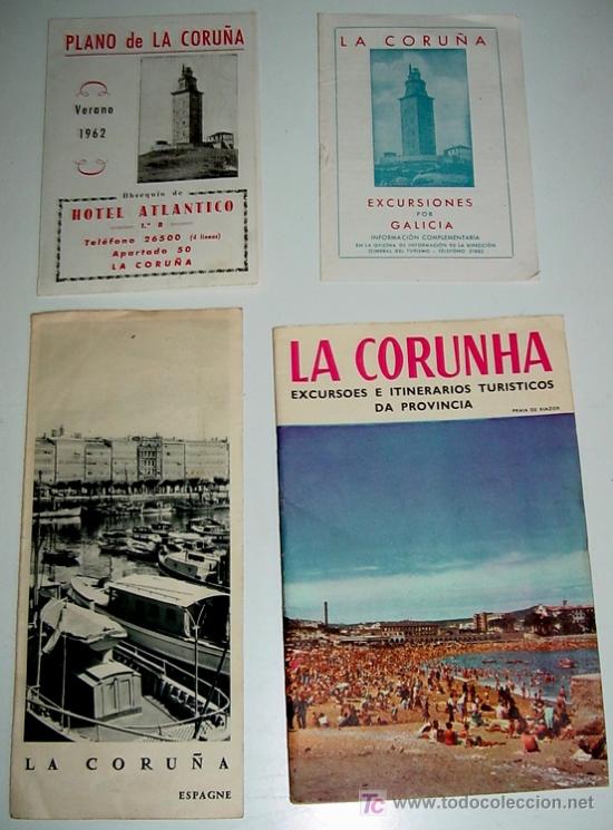 Tourismusbrosch&uuml;ren: ANTIGUO LOTE DE 4 FOLLETOS DE TURISMO DE LA CORU&Ntilde;A - MUY ILUSTRADOS.
