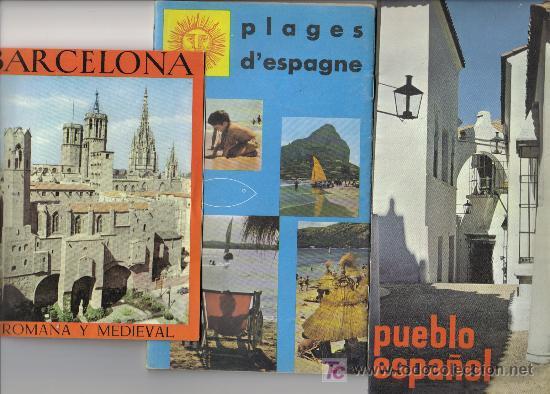 Tourismusbrosch&uuml;ren: LOTE DE 2 FOLLETOs DE TURISMO BARCELONA Y 1 PLAGES D, ESPAGNE A&Ntilde;OS 60